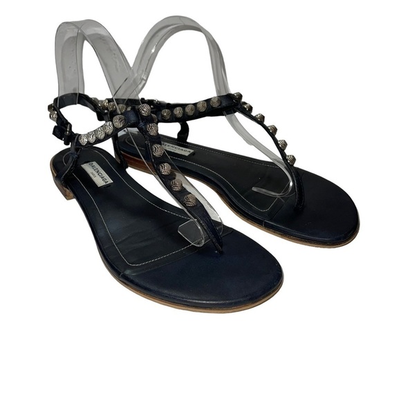 Balenciaga Leather Studded Women Sandals Size 7.5 / EU 38 - Picture 4 of 12